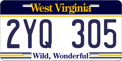 WV license plate 2YQ305