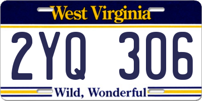 WV license plate 2YQ306
