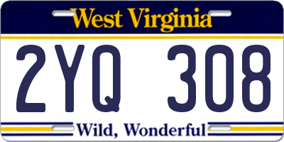 WV license plate 2YQ308