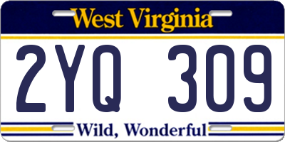 WV license plate 2YQ309