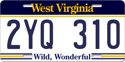 WV license plate 2YQ310