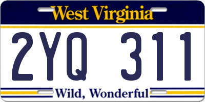 WV license plate 2YQ311