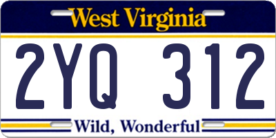 WV license plate 2YQ312