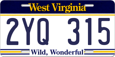 WV license plate 2YQ315
