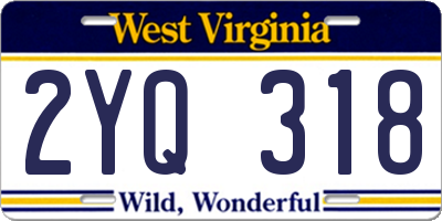 WV license plate 2YQ318
