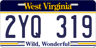 WV license plate 2YQ319
