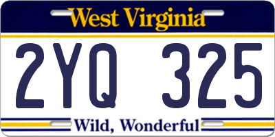 WV license plate 2YQ325