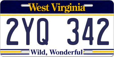 WV license plate 2YQ342