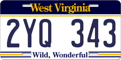 WV license plate 2YQ343