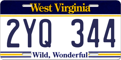 WV license plate 2YQ344