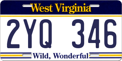 WV license plate 2YQ346