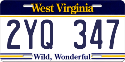 WV license plate 2YQ347