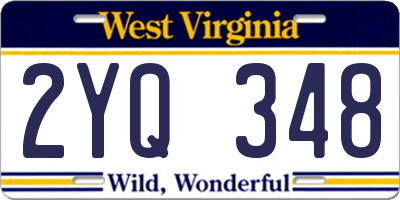 WV license plate 2YQ348