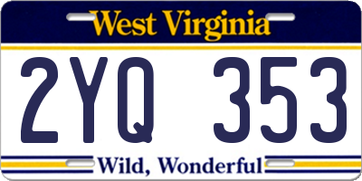 WV license plate 2YQ353