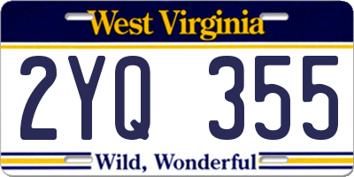 WV license plate 2YQ355