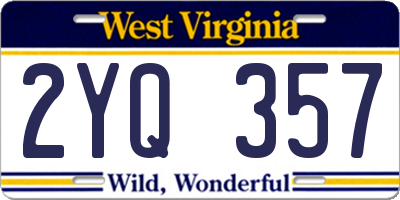 WV license plate 2YQ357
