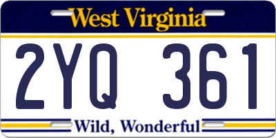 WV license plate 2YQ361