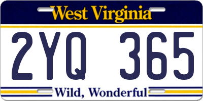WV license plate 2YQ365