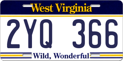 WV license plate 2YQ366