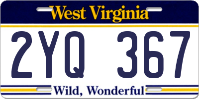 WV license plate 2YQ367