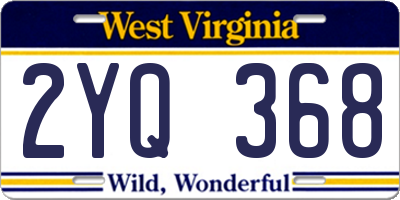 WV license plate 2YQ368