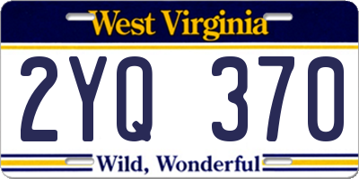 WV license plate 2YQ370