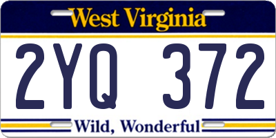 WV license plate 2YQ372