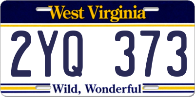 WV license plate 2YQ373