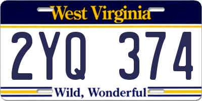 WV license plate 2YQ374