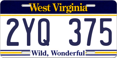 WV license plate 2YQ375