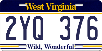 WV license plate 2YQ376
