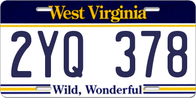 WV license plate 2YQ378