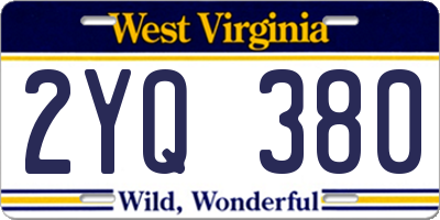 WV license plate 2YQ380