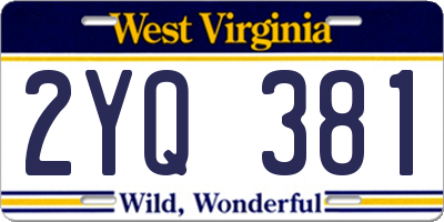 WV license plate 2YQ381