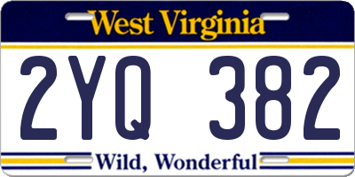 WV license plate 2YQ382