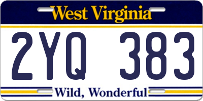 WV license plate 2YQ383