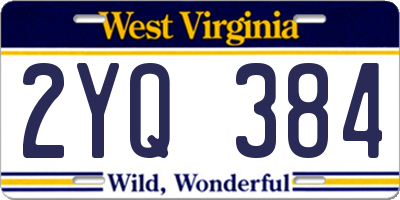 WV license plate 2YQ384