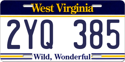 WV license plate 2YQ385