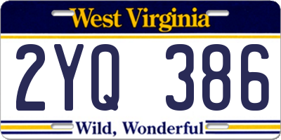 WV license plate 2YQ386