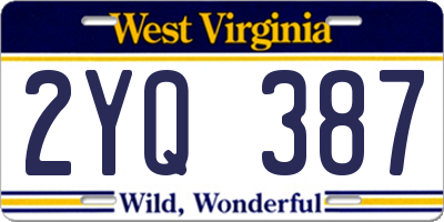 WV license plate 2YQ387