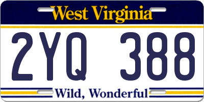 WV license plate 2YQ388