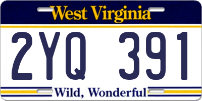 WV license plate 2YQ391