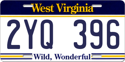 WV license plate 2YQ396