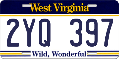 WV license plate 2YQ397