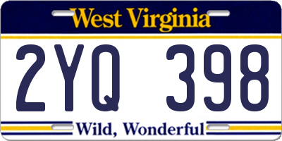 WV license plate 2YQ398
