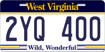 WV license plate 2YQ400