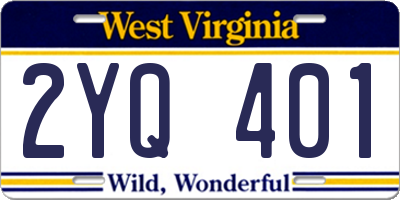 WV license plate 2YQ401