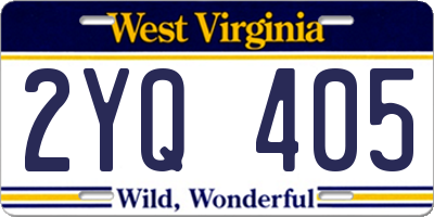 WV license plate 2YQ405