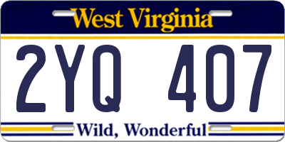 WV license plate 2YQ407