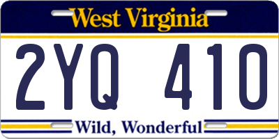 WV license plate 2YQ410
